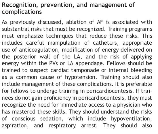 COMPLICATIONS ABLATION GUIDELINES Be aware of what risk you are