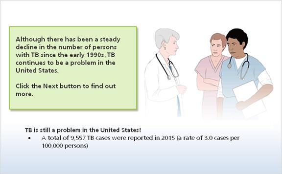 Slide 4 TB Knowledge Check 1. Untitled Slide 2. Select all the valid reasons why exposure to TB still remains a concern to healthcare professionals in the United States.