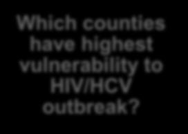 unsterile injection drug use Which counties have highest vulnerability to HIV/HCV outbreak?