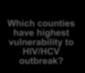 for unsterile injection drug use Which counties have highest vulnerability to HIV/HCV outbreak?