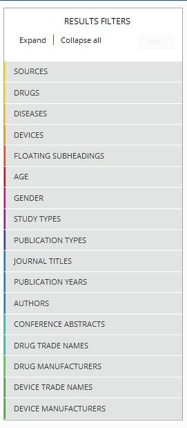 MEDLINE) is now at the top Subheadings filter has been renamed to Floating Subheadings to avoid confusion with the Drug/Disease/Device-linked subheadings Instead of having