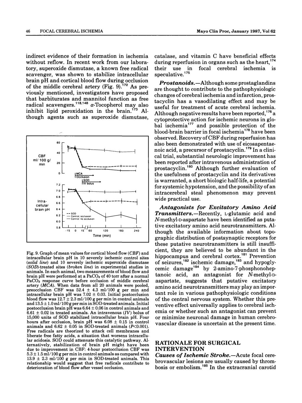 46 FOCAL CEREBRAL ISCHEMIA Mayo Clin Proc, January 1987, Vol 62 indirect evidence of their formation in ischemia without reflow.
