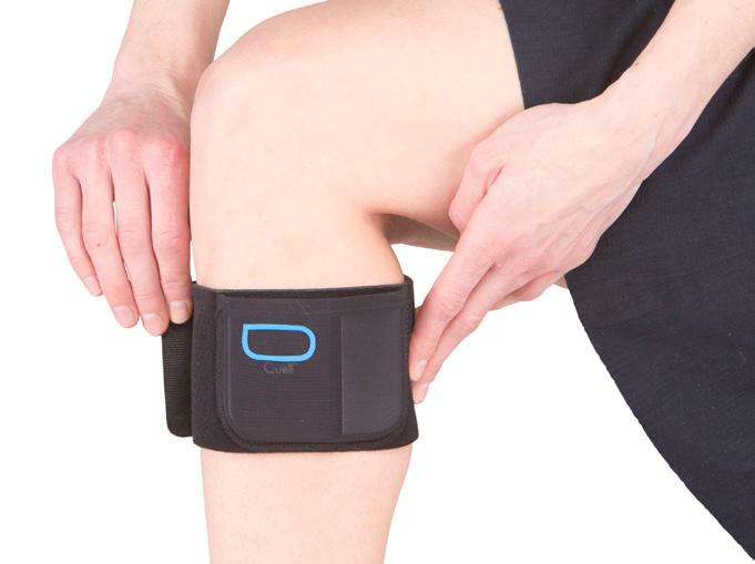 The band should fit securely and comfortably around your leg. The electrode should make smooth contact with the skin.