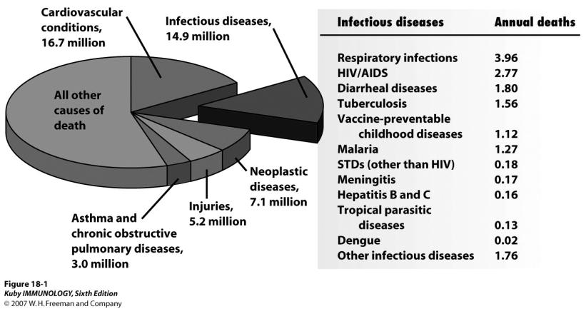 Immune Response to Infectious Diseases Lecture 21 April 12 and Lecture 22 April 17 Global Burden of Infectious Disease Robert Beatty MCB150 Infection versus disease Immuncompetent vs