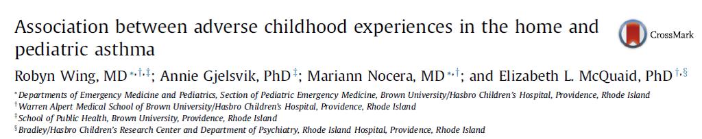 First and only current study to investigate specific ACEs experienced in the home and cumulative impact on