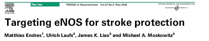 299 Ischaemic stroke enos upregulation enos activation - statins - physical activity - nutrients - etc.