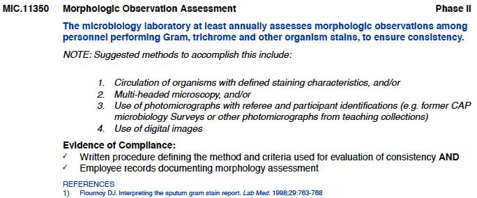 CAP checklist: morphologic observation MIC.
