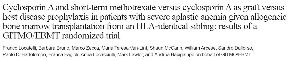 AA and sibling donor HSCT for SAA; young patients and