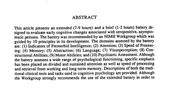 Multiple Tools NIMH, 1990: 2 recommendations Extended: 7-9 hours of duration Brief: 1-2