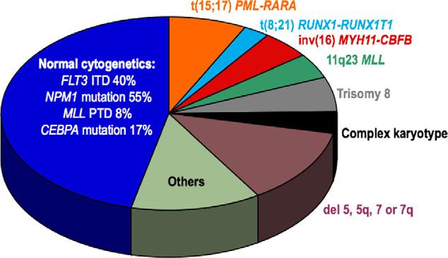 Genetic Tests for Acute Myeloid Leukemia 7 Figure 3. Relative frequencies of common recurrent genetic abnormalities in acute myeloid leukemia. Figure 2.