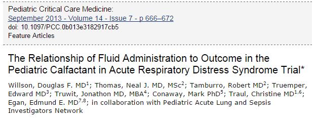 RCT of Calfactant for children with ALI in 24 children s hospitals in 6 countries Caregivers were to follow the conservative FACTT fluid