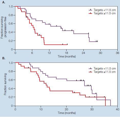 Factors significantly associated with longer median PFS and OS: Tumour burden Prolonged responses to vemurafenib in patients with BRAFV600-mutant melanoma with low tumour burden at baseline: data