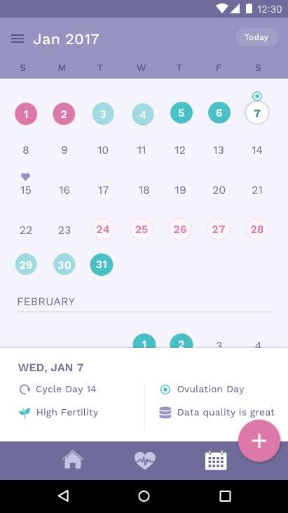 Using the app 0 Calendar The Calendar view features an extended overview