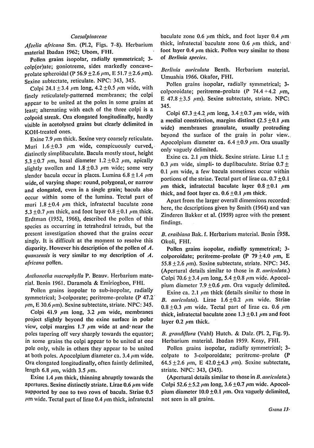 Cuesalpiiiaceue Afzeh ufricatia Sm. (P1.2, Figs. 7-8). Herbarium material lbadan 1962; Ubom, FHI.