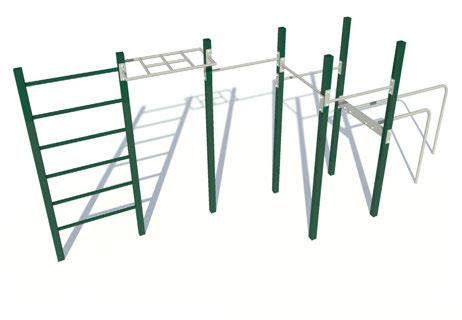 The Kentucky includes: Vertical Ladder, High bar and Parallel Bars.