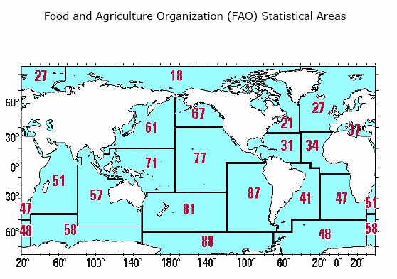 Worldwide Cetacean Bycatch/Appendices The interactions are considered on the basis of FAO statistical areas, which are shown on the map below.