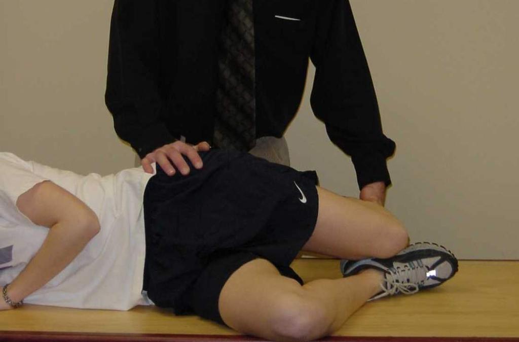 PERFORMANCE TESTS & MEASUREMENTS Adduction Drop Test Patient lies on their side with knees & hips bent at 70-90.
