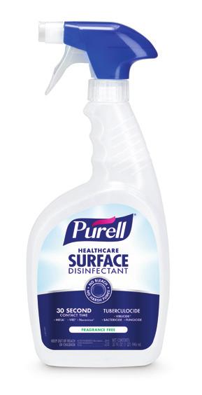 PURELL HEALTHCARE SURFACE DISINFECTANT PROVIDES: RAPID KILL TIME 30-second disinfection for MRSA, VRE, and Norovirus LOW TOXICITY