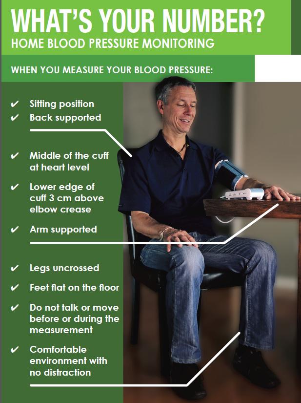 MEASURING AND MANAGING MY BLOOD PRESSURE AT HOME How do I measure my blood pressure with a home monitor? 1. Find a comfortable place with no distractions (such as TV, computer or phone). 2.