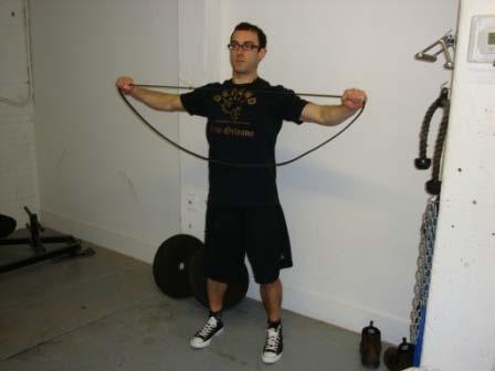 Exercise Descriptions Warm-up Band Pull Hold a resistance band with your hands spaced shoulder width apart.