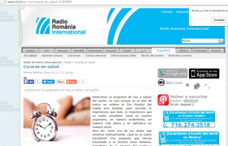 Radio România Internaţional News broadcasted in
