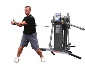 you rotate, pull the cable up and across to your outside shoulder by