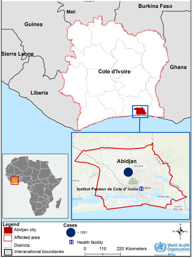 Dengue fever Côte d Ivoire 1 281 Cases 2 0.2% Deaths CFR EVENT DESCRIPTION The outbreak of dengue fever in Côte d Ivoire has markedly improved in the last 8 weeks.