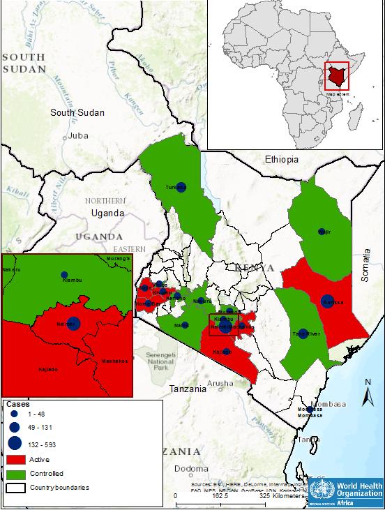 Cholera Kenya 1 551 Cases 25 1.6% Deaths CFR Event description Kenya has continued to observe increased cholera transmission in recent weeks.