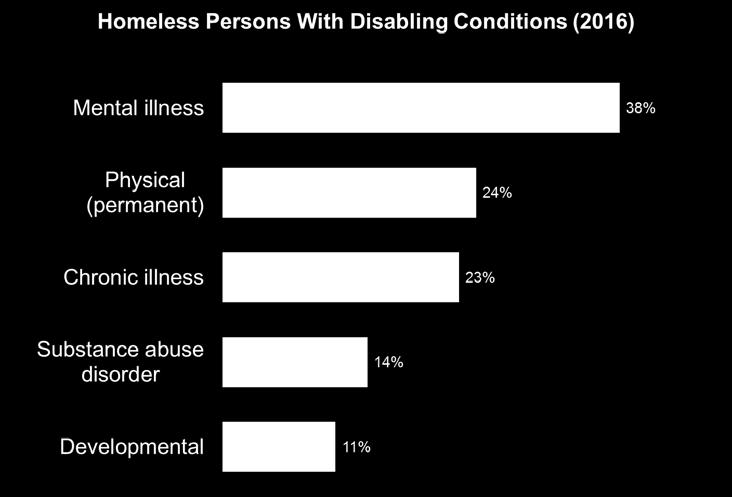 Disabling conditions Homeless count survey respondents were asked to list which of five disabilities applied to each member of their household.