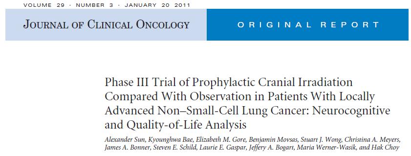! RTOG trial 0214 showed no OS benefit for PCI in stage III NSCLC at 12 months!