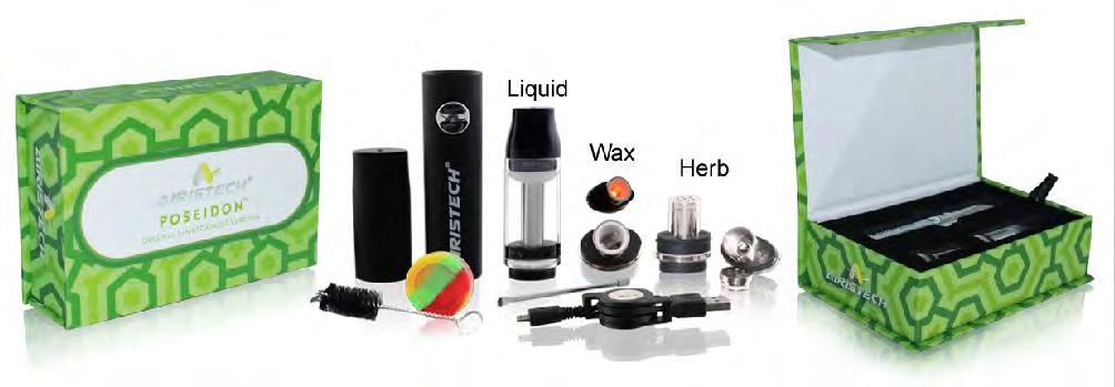 Poseidon 3in1 kit Micro Battery,V3 Wax Atomizer,V6 Dry Herb Atomizer,V8 Elips Oil Atomizer,Tank Cover,1 Micro USB Charger,1Dab Tool,1 cleaning brush,1 Silicone Non-stick Jar,3 Silicone Mouthpieces,1