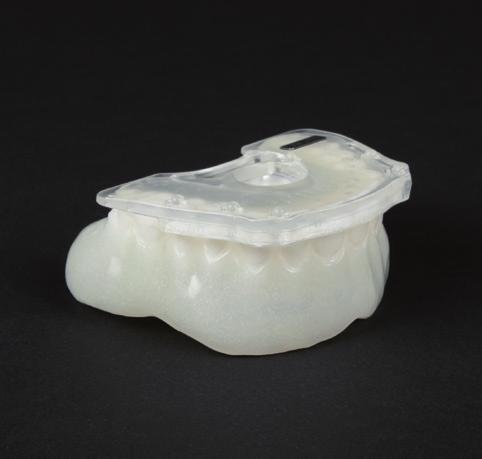 Press the duplicated total denture onto the bite plate until the acrylic has cured.