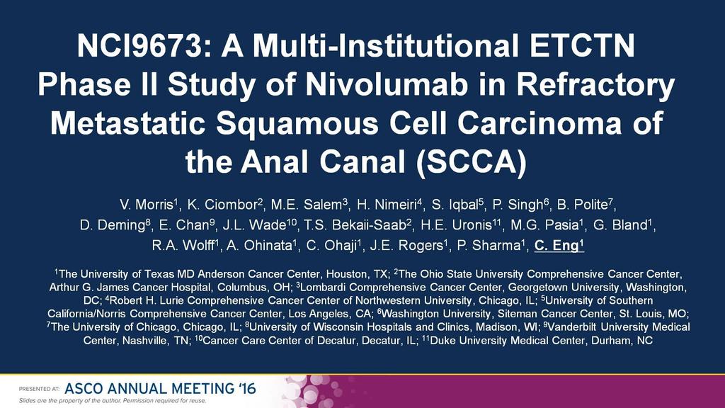NCI9673: A Multi-Institutional ETCTN Phase II Study of Nivolumab in Refractory Metastatic