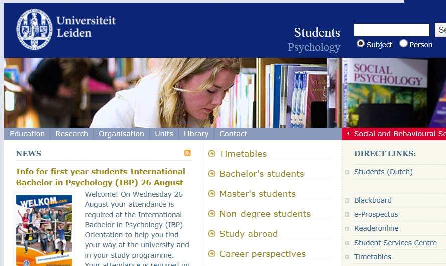 Psychology website for current students www.
