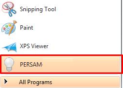 You can find the PERSAM application in the start menu of your computer: