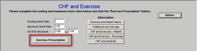 Beneath this data is a button entitled Exercise Prescription.