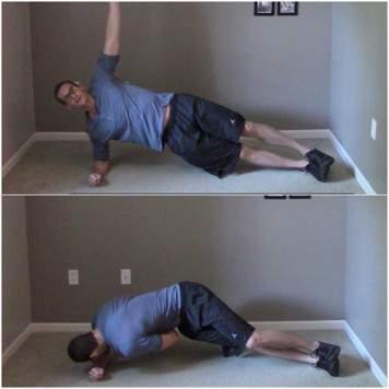 Side Plank Reach Through 1. Start in the side plank position with your core tight and back straight. 2.
