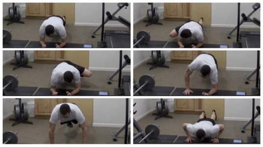 Spiderman Climb Plank to Pushup 1. Start in the plank position with your core tight and back straight. 2.