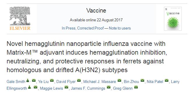 Flu Program Data Published in Vaccine Full publication is available on Novavax