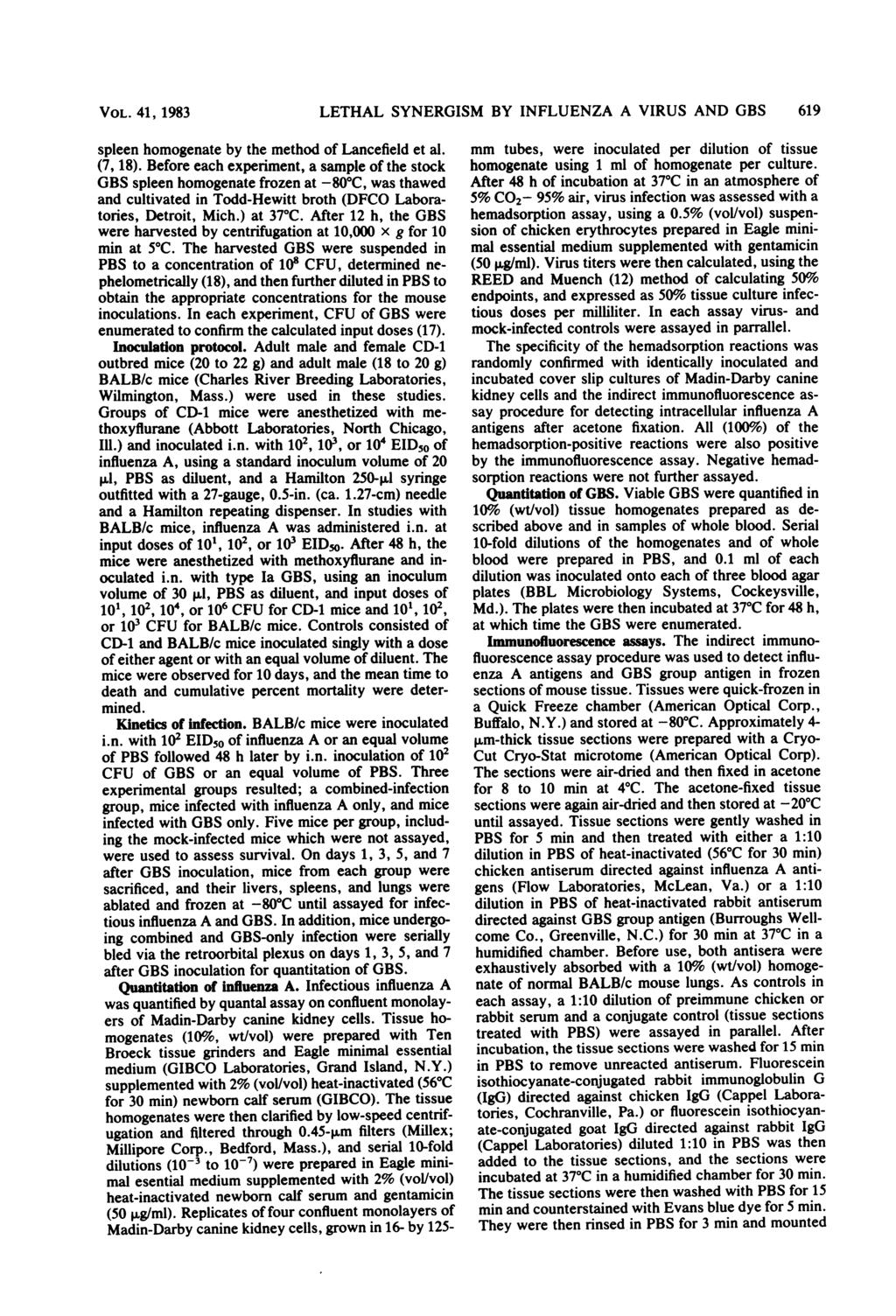 VOL. 41, 1983 spleen homogenate by the method of Lancefield et al. (7, 18).