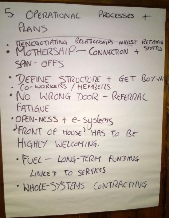 OPERATIONAL PROCESS & PLANS Relationships need to be renegotiated between community, individuals and professionals A coordinating body needs to maintain connections and encourage developments with
