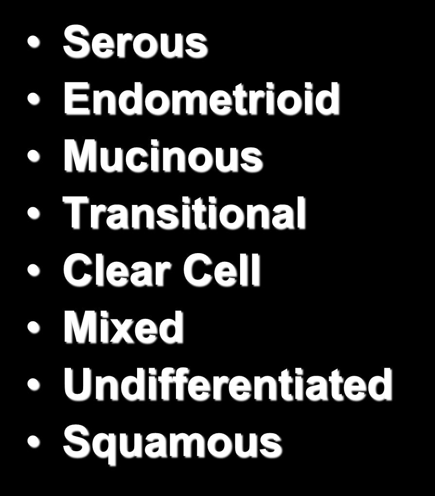 Epithelial Subtypes Serous Endometrioid Mucinous