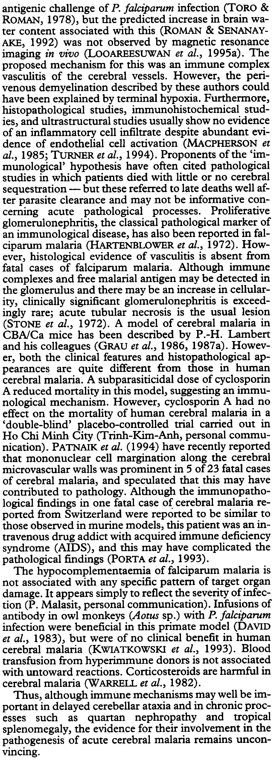 TRANACTIONS OFlliE ROYAL SOCIETY OF TROPICAL MEDICINE AND HYGIENE (2000) 94, SUPPLEMENT 1 81/23 expressed on placental vascular endothelium.
