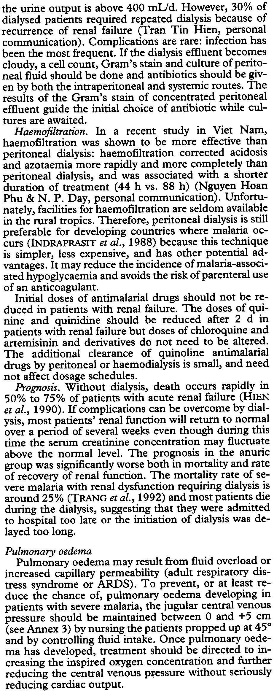 TRANSACTIONS OFTHE ROYAL SOCIETY OFTROPICAL MEDICINE AND HYGIENE (2000) 94, SUPPLEMENT 51/45 ficacy of furosemide and dopamine in preventing or attenuatg acute renal failure in malaria has not been