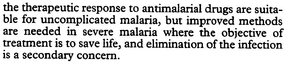 TRAMSACnONS OFTHE ROYAL SOCIETY OF TROPICAL MEDICINE AND HYGIENE (2000) 94, SUPPLEMENT 81/59 ANNEXl Pharmacology of antimalarial drugs in severe falciparum malaria Severe malaria is a medical