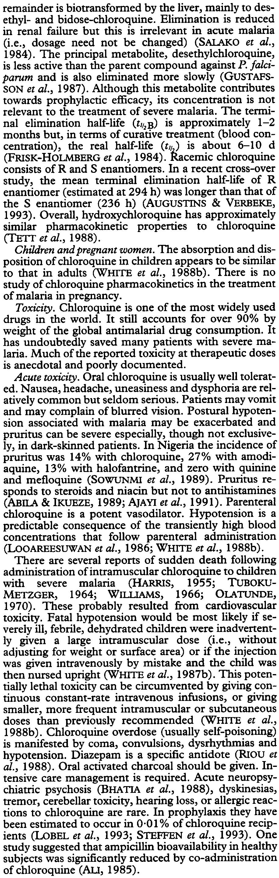 TRANC11ONS OFTHE ROYAL SOCIETY OFTROPICAL MEDICINE AND HYGIENE (2000) 94, SUPPLEMENT 1 51/63 wid1in 4 h (WHn'E et at., 1988b).
