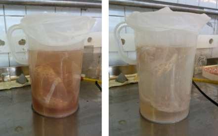 The dirty pulp was then moved from autoclave to a filtering bag and washed two times with 2.5 litre deionized water as shown in Figure 23.