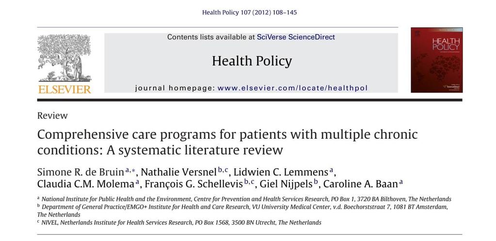 Review paper: Previous review (202) - January 995 - January 20-33 studies (4 European) 28 CC programs -