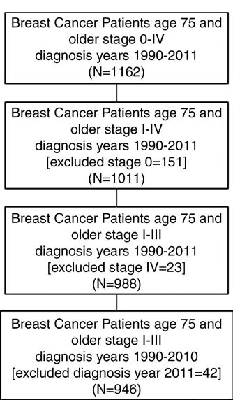 including age, race, stage (according to the American Joint Committee on Cancer staging system, 7th edition) (21), and method of detection (by patient, physician, or mammography) were noted from the