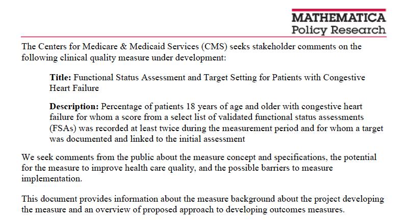 CMS Initiatives 2014 Announced intent to develop PRO-based measures of quality Cardiovascular measures being developed Change in health status after PCI» SAQ-7 and Rose